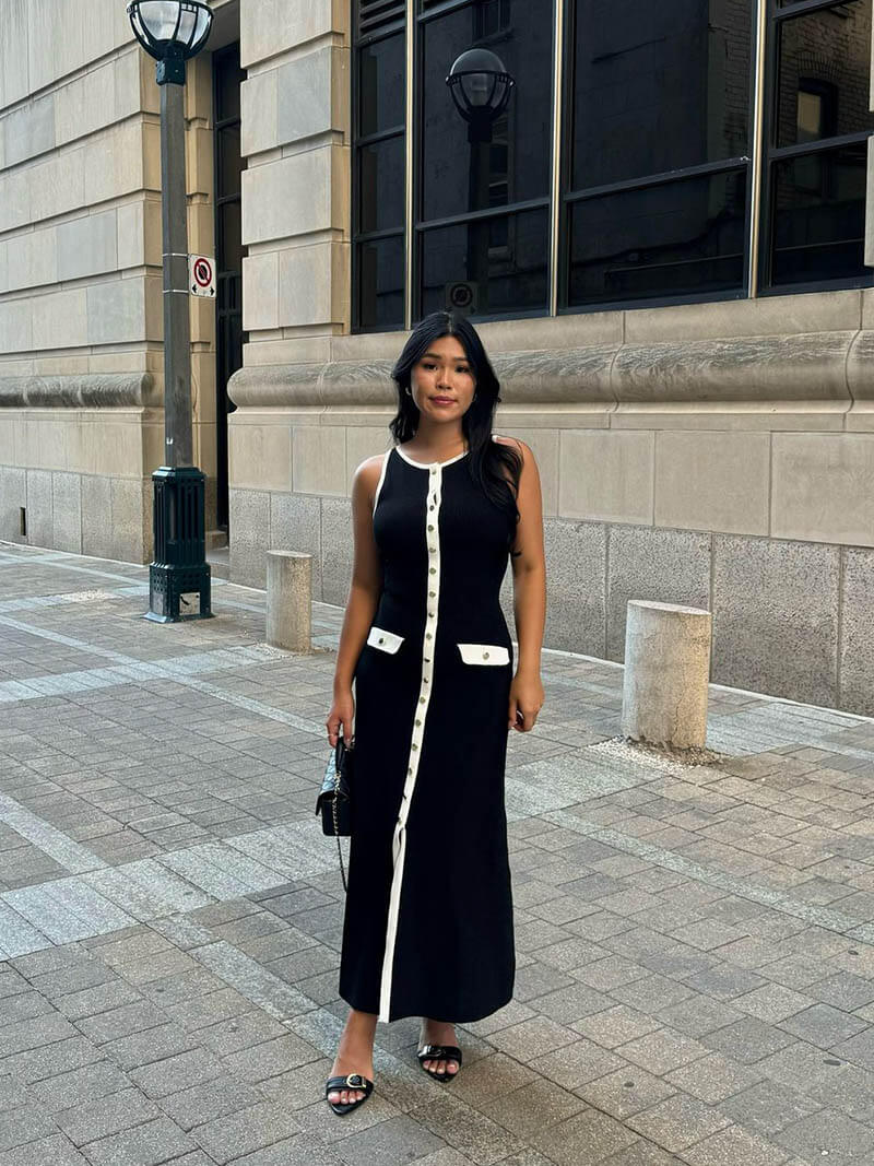 Noelle — Robe longue sans manches à poches — Amielle Paris