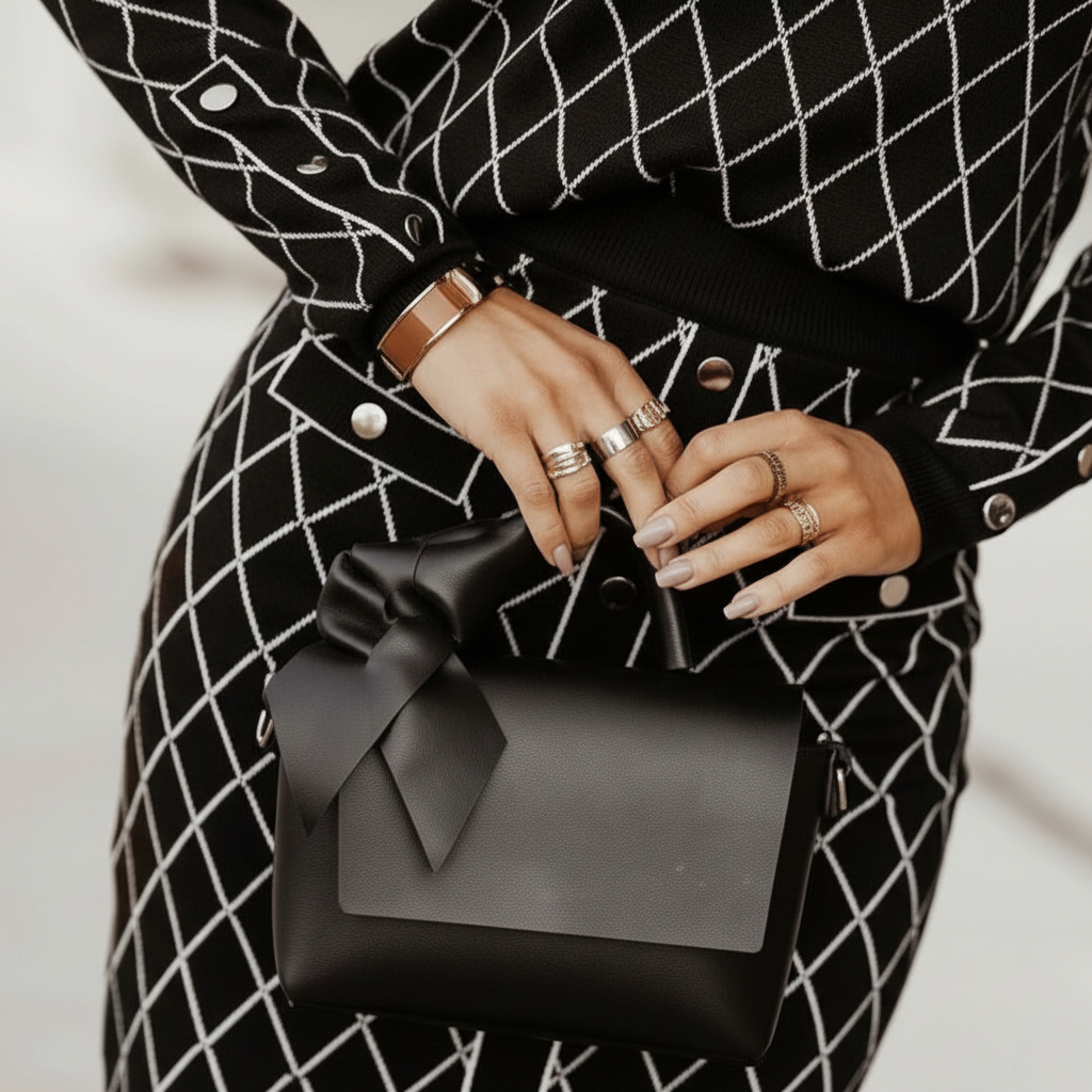 Diana — Ensemble pull et minijupe à losanges — Amielle Paris