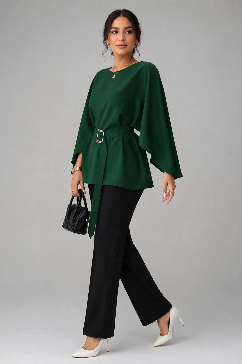 Blouse à manches cape ceinturée — Catalijn — Amielle Paris