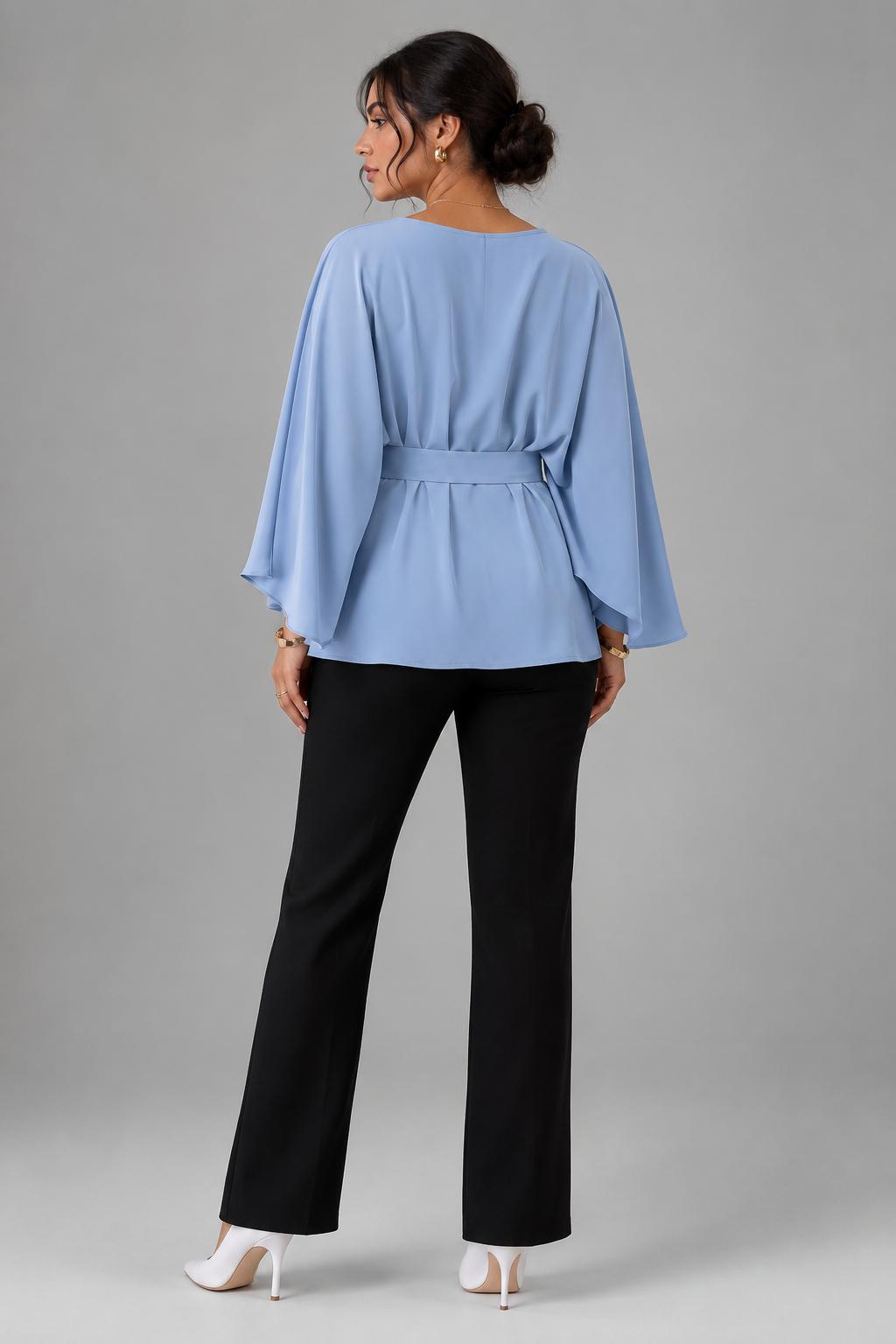 Blouse à manches cape ceinturée — Catalijn — Amielle Paris