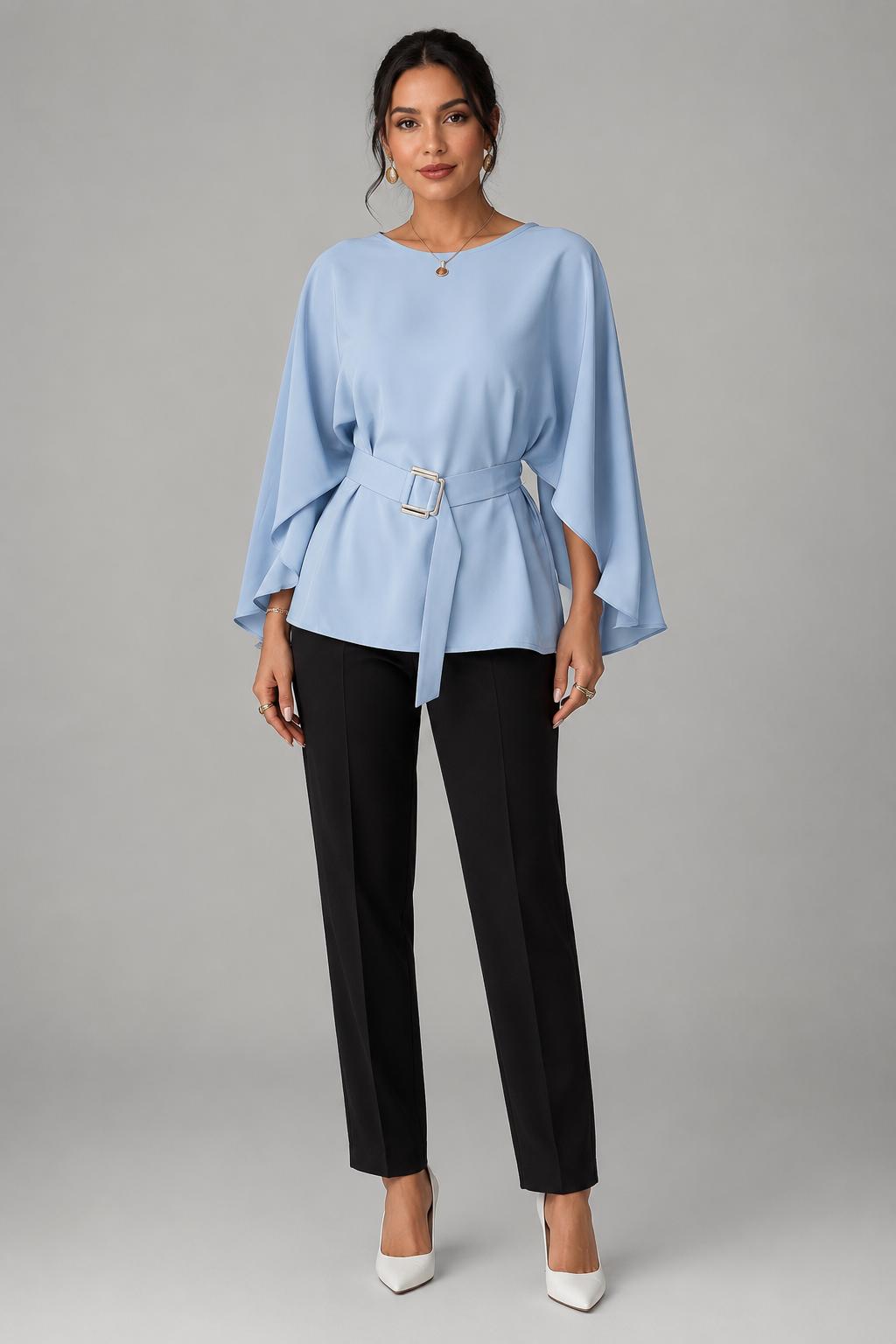 Blouse à manches cape ceinturée — Catalijn — Amielle Paris