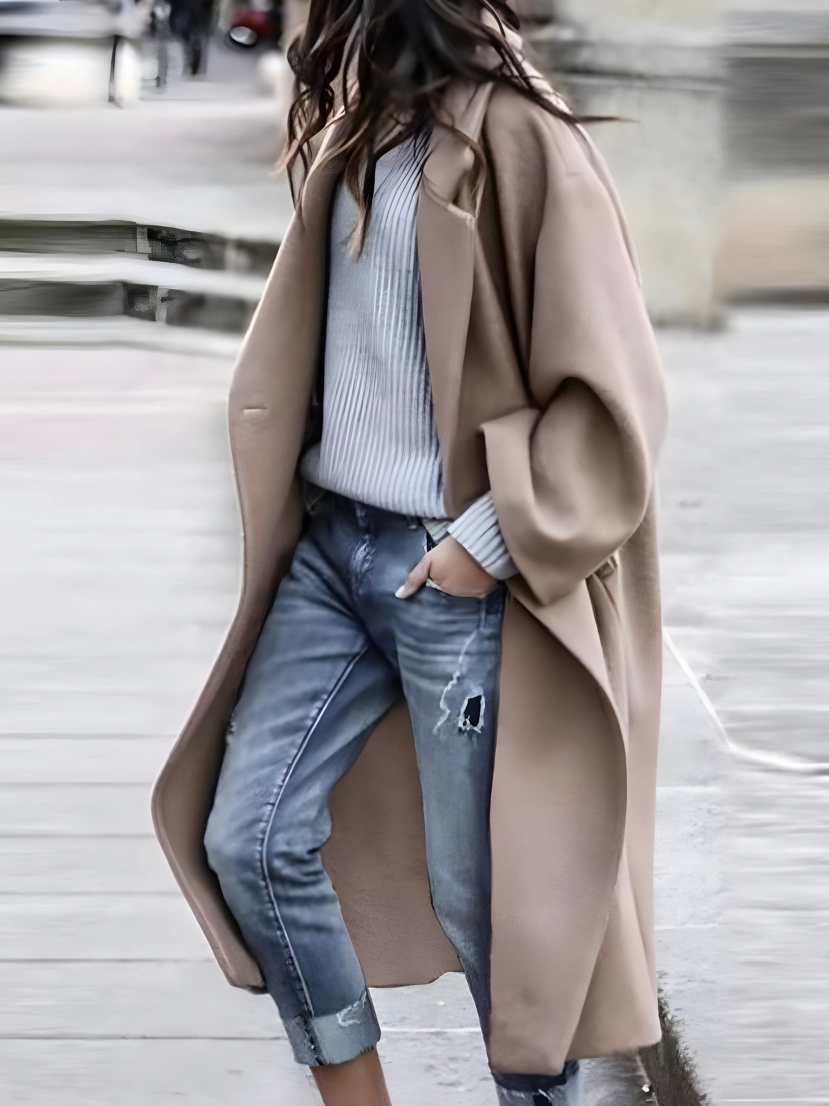 Paige — Manteau long ample sans fermeture — Amielle Paris