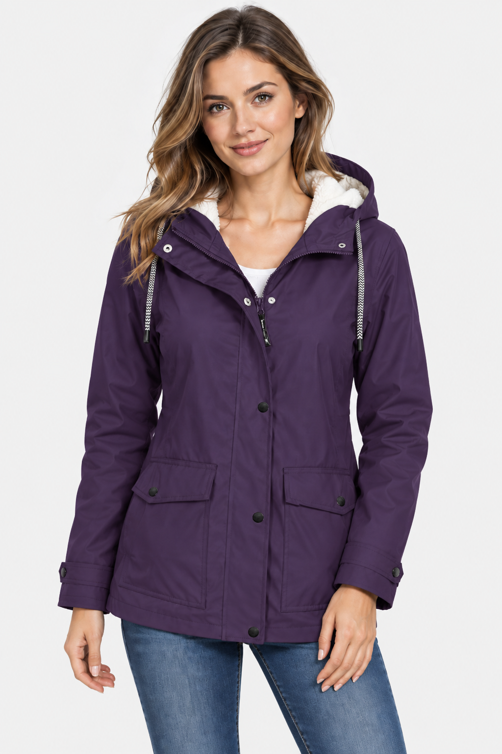 Parka à capuche doublée façon sherpa — Amielle Paris