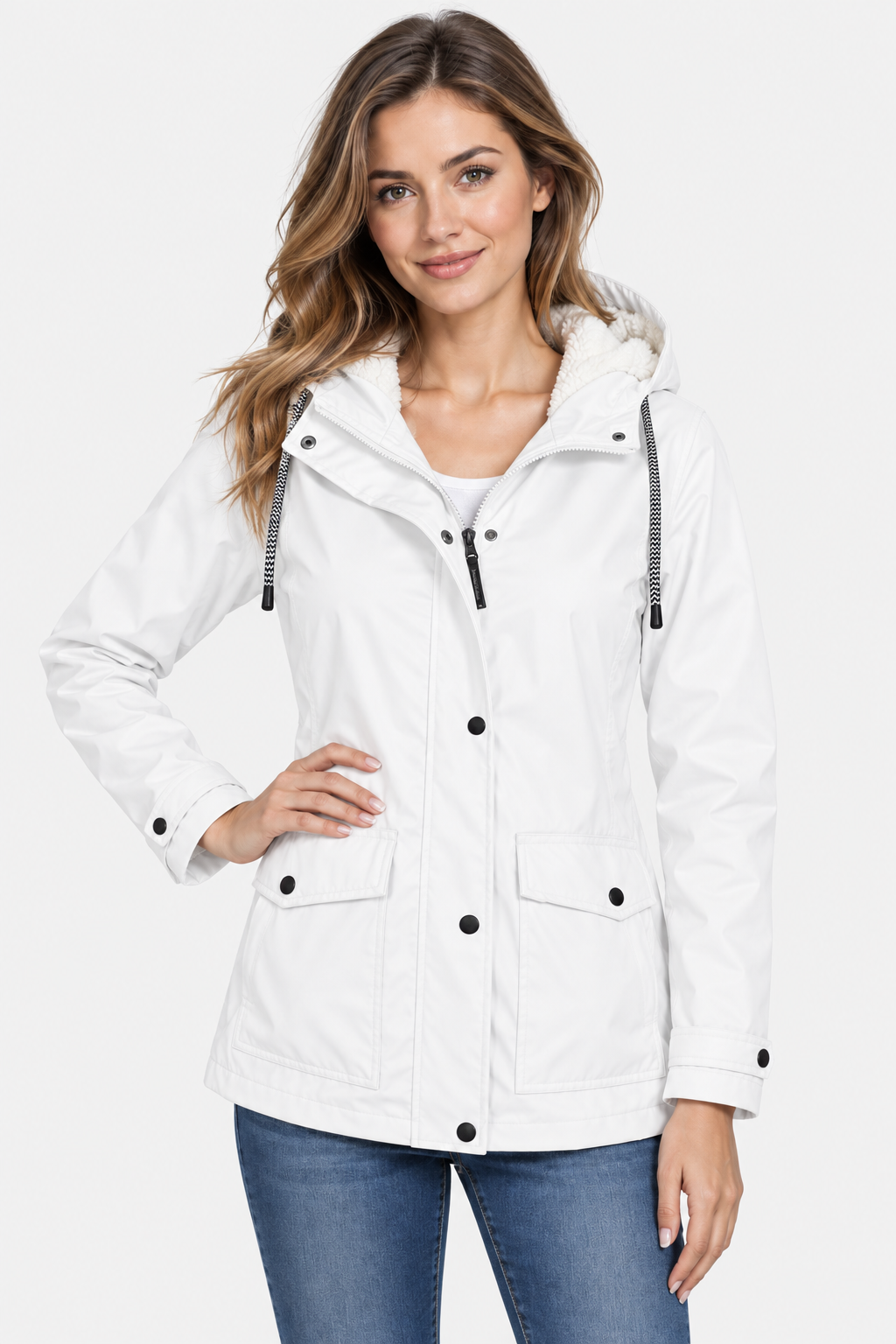 Parka à capuche doublée façon sherpa — Amielle Paris