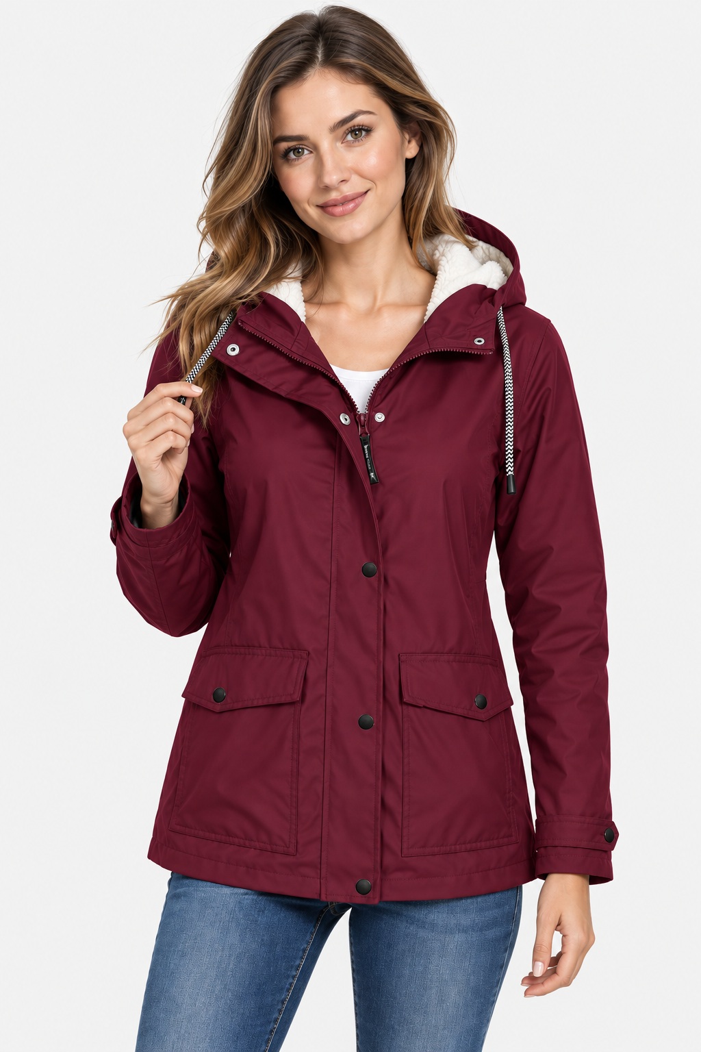 Parka à capuche doublée façon sherpa — Amielle Paris