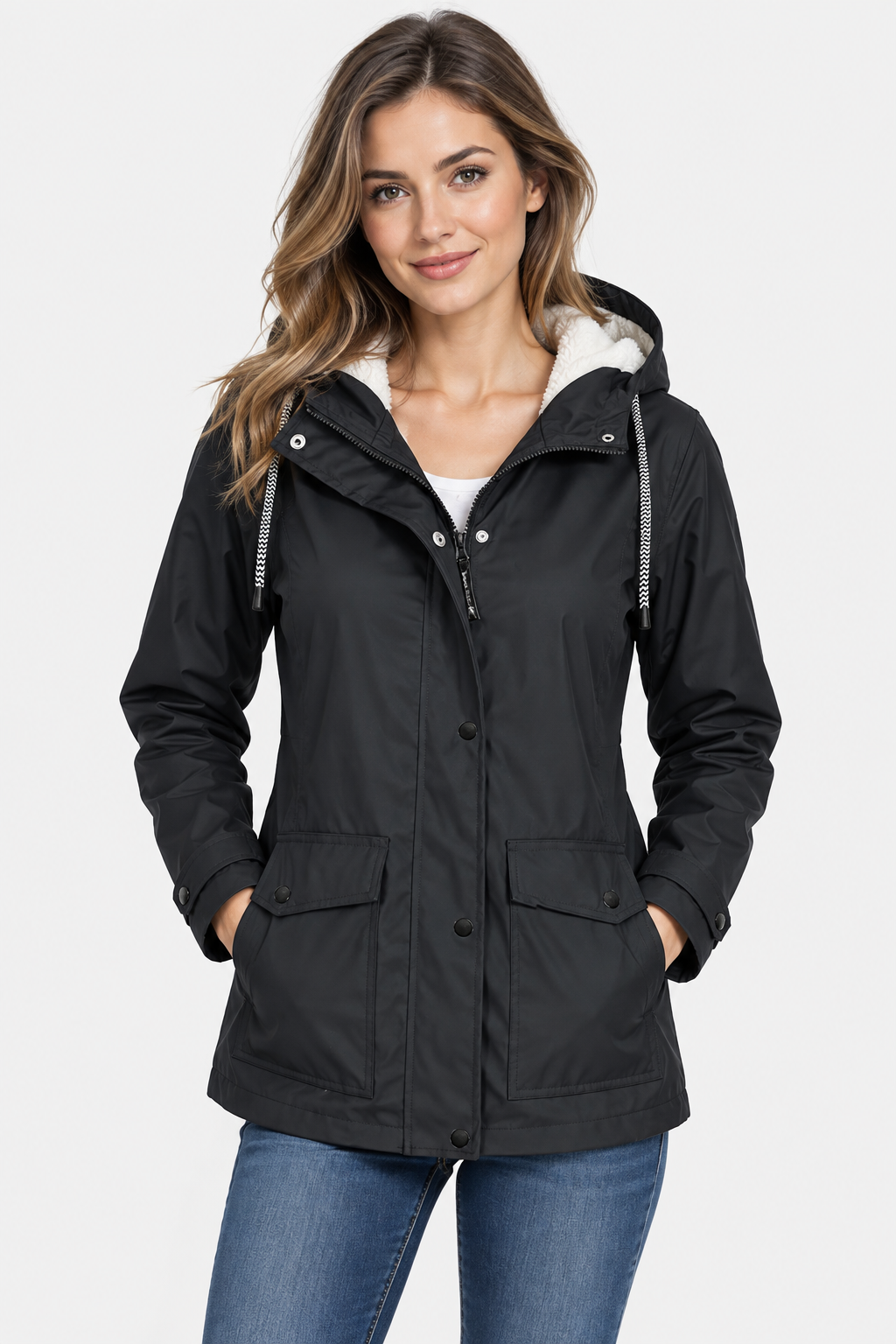 Parka à capuche doublée façon sherpa — Amielle Paris