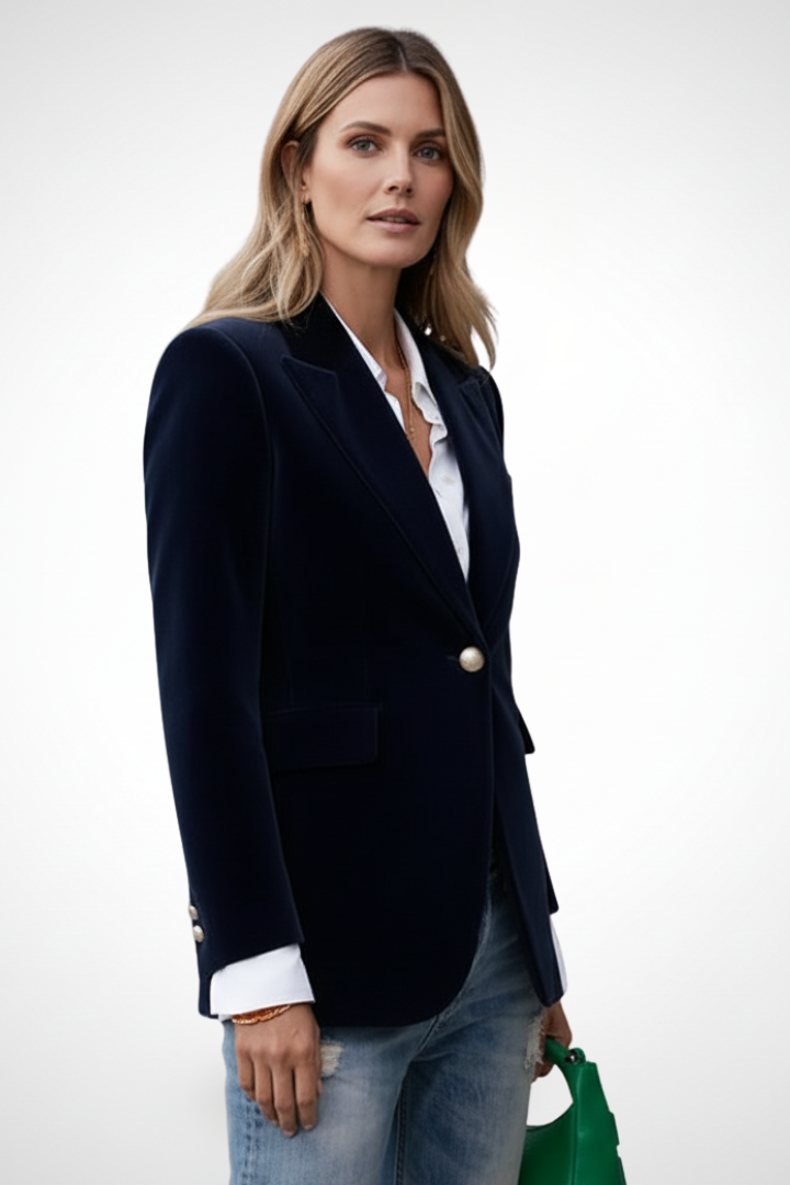 Blazer ajusté en velours à revers en pointe — Amielle Paris