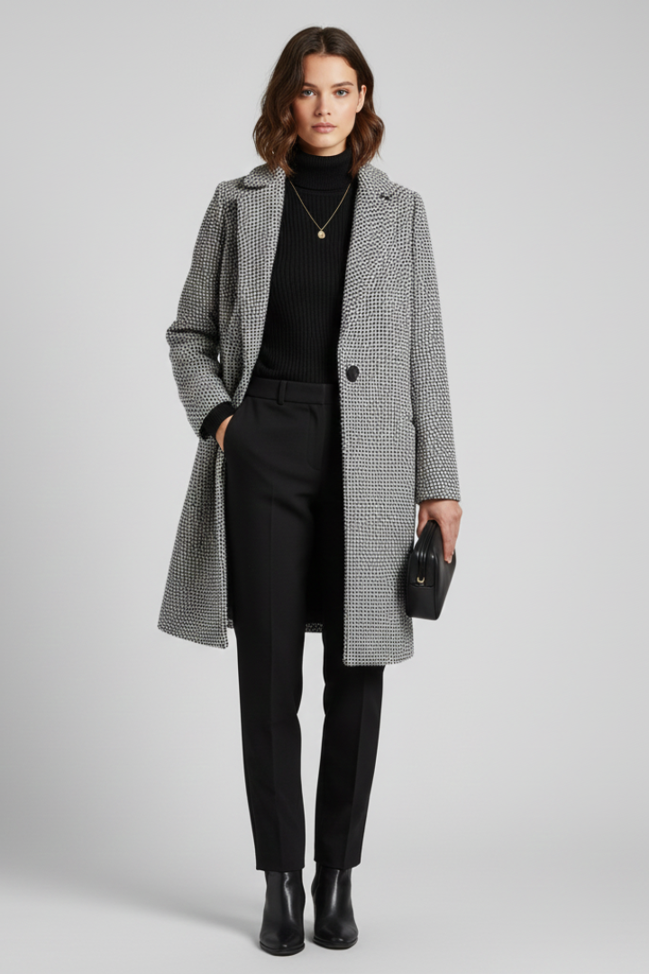 Blazer long à chevrons et bouton unique — Amielle Paris