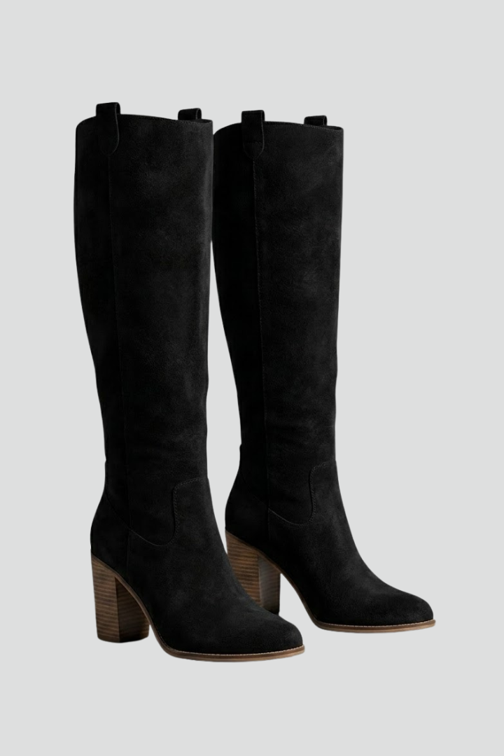 Bottes hautes aspect daim à bout pointu — Amielle Paris