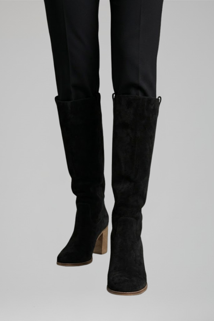 Bottes hautes aspect daim à bout pointu — Amielle Paris