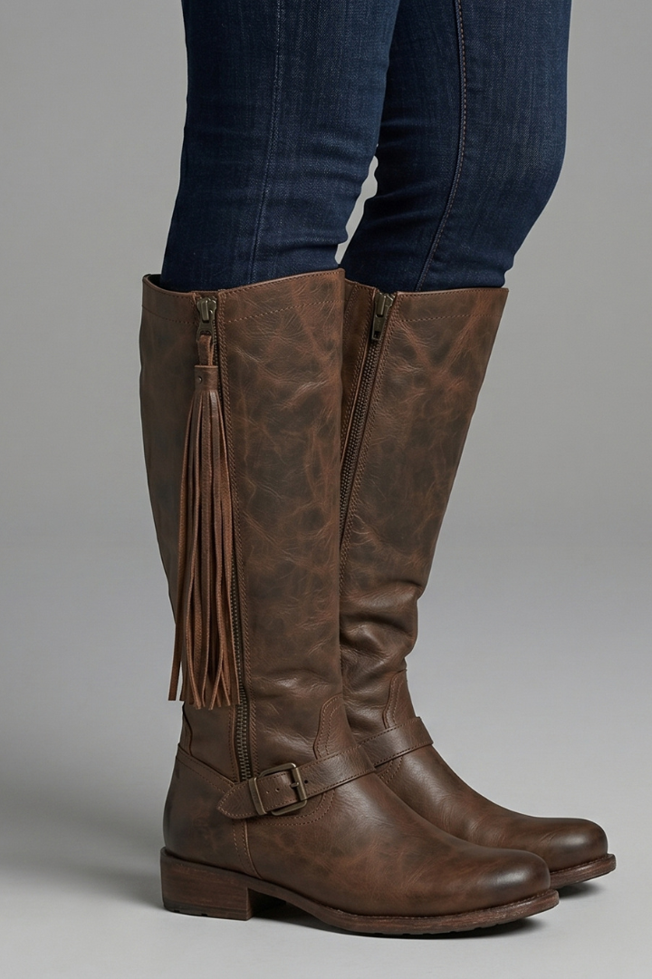 Bottes western à franges et zip latéral — Amielle Paris