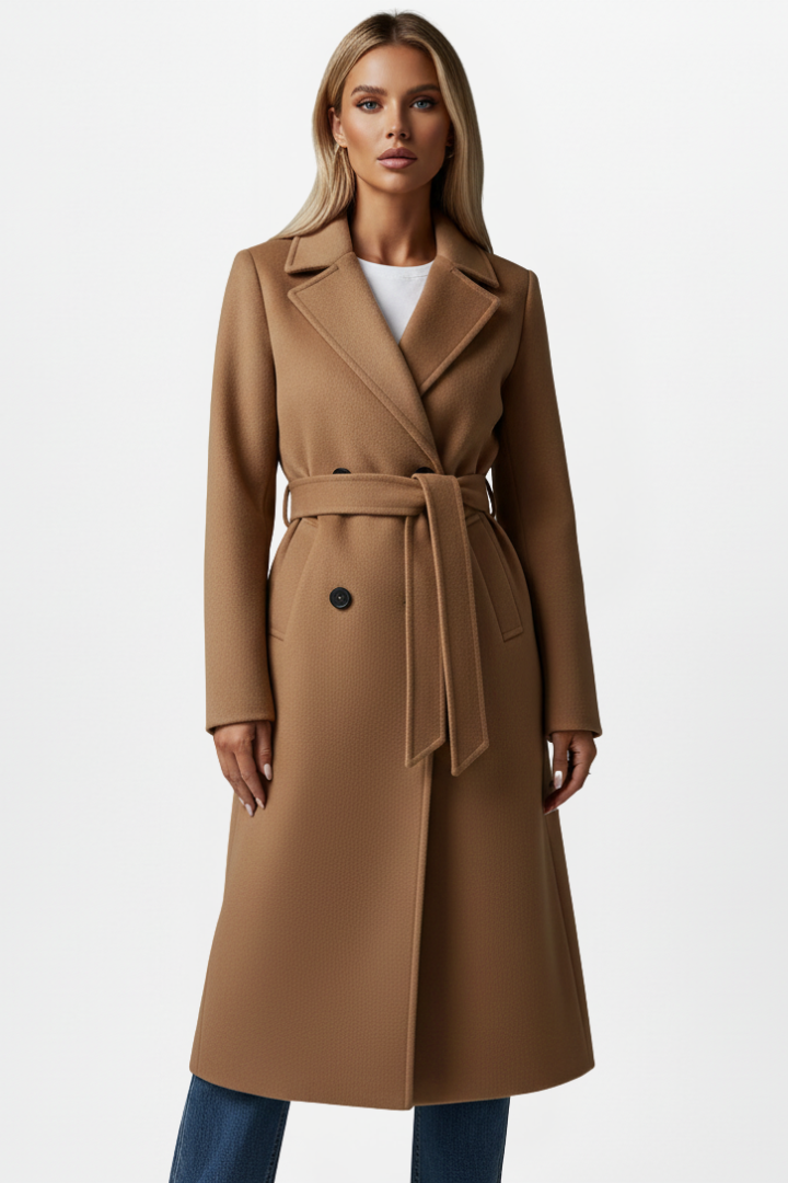 Vivienne — Manteau long croisé à ceinture — Amielle Paris