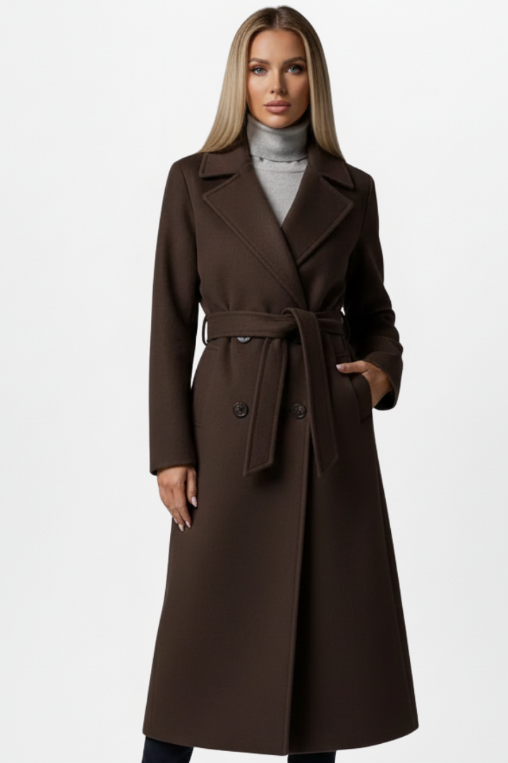 Vivienne — Manteau long croisé à ceinture — Amielle Paris