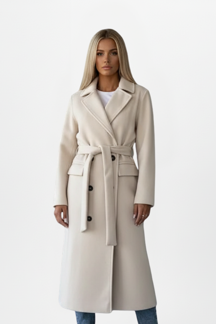 Vivienne — Manteau long croisé à ceinture — Amielle Paris