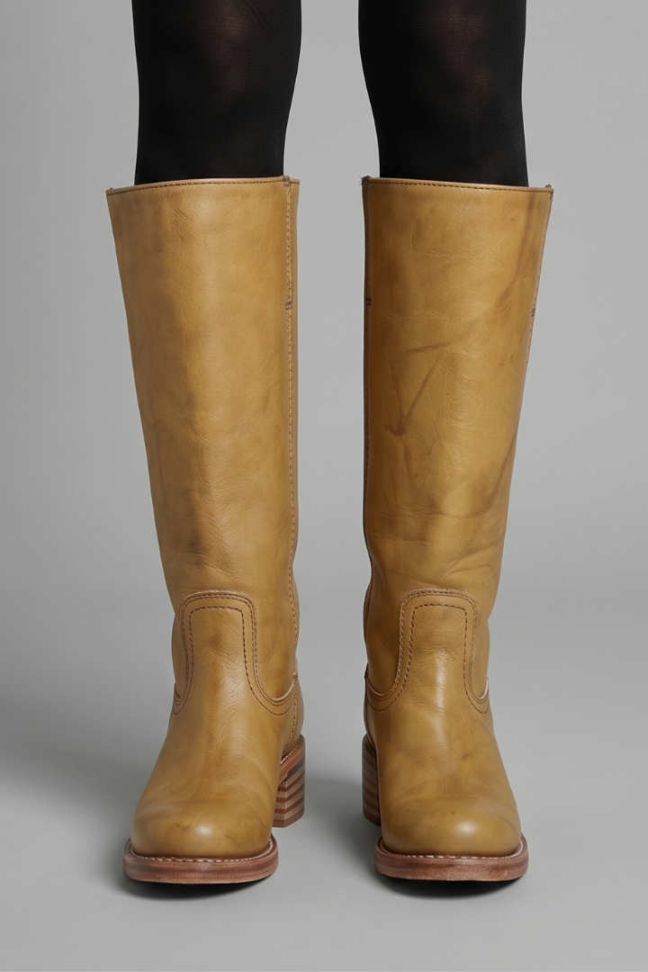Bottes hautes aspect cuir à bout rond — Amielle Paris