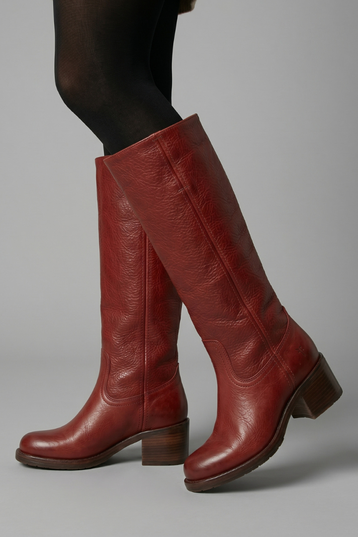 Bottes hautes aspect cuir à bout rond — Amielle Paris