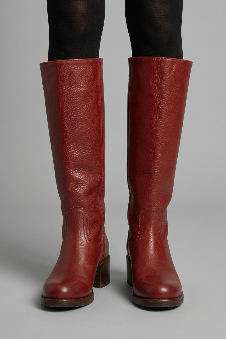 Bottes hautes aspect cuir à bout rond — Amielle Paris
