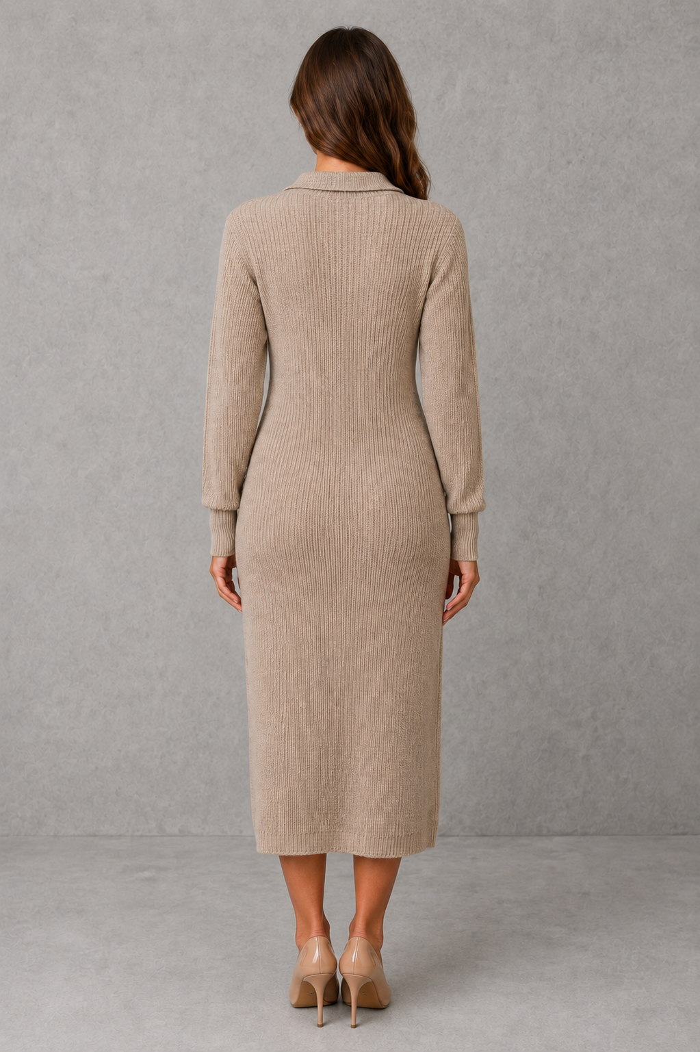 Robe pull midi à col polo boutonné — Amielle Paris