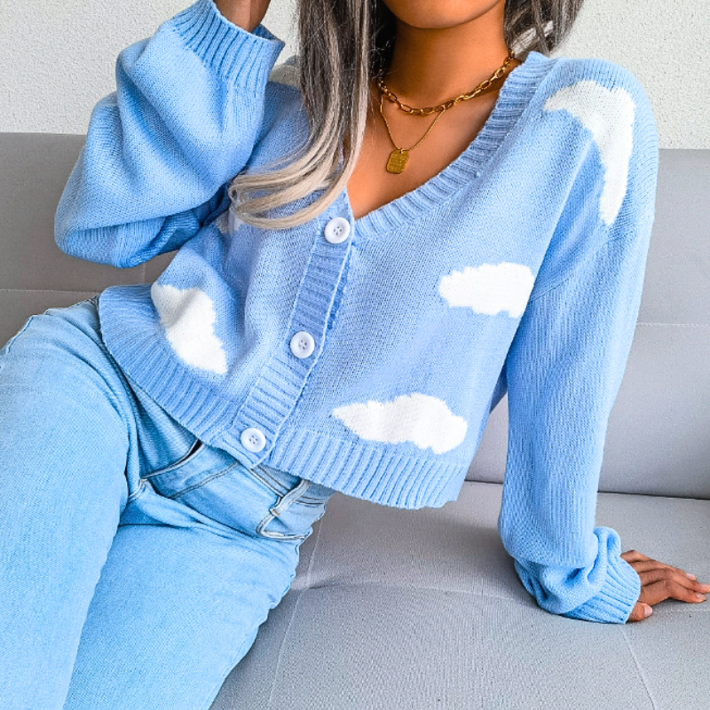 Gilet à nuages et coupe courte boutonnée — Amielle Paris