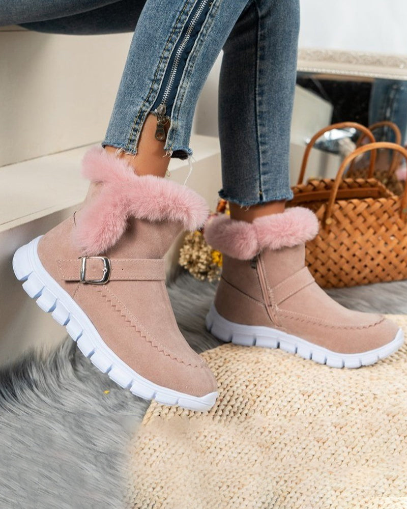 Bottines d'hiver à boucle et bordure fourrée — Amielle Paris
