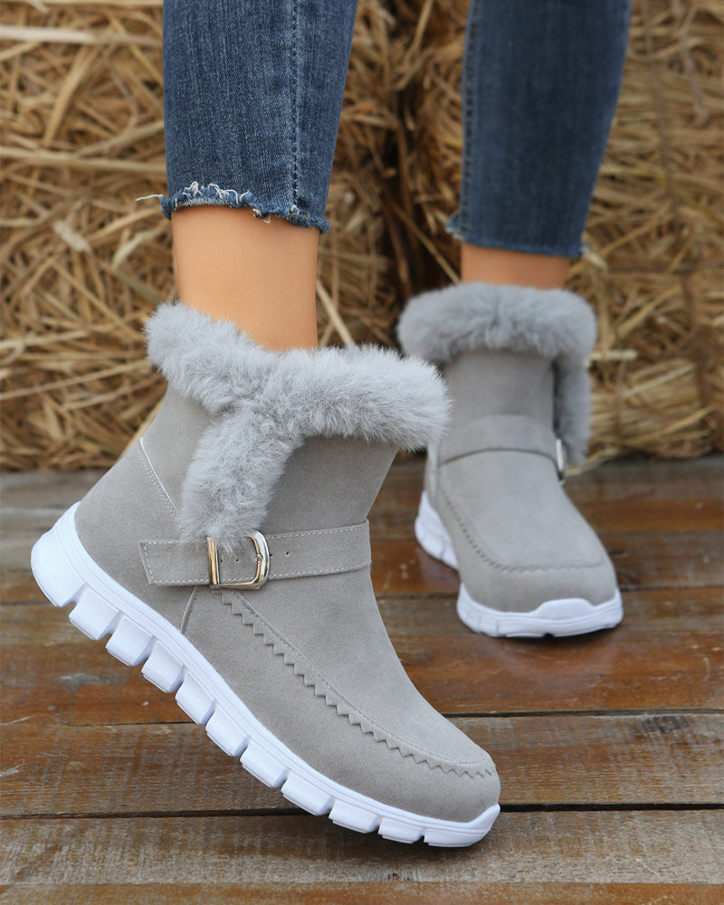 Bottines d'hiver à boucle et bordure fourrée — Amielle Paris