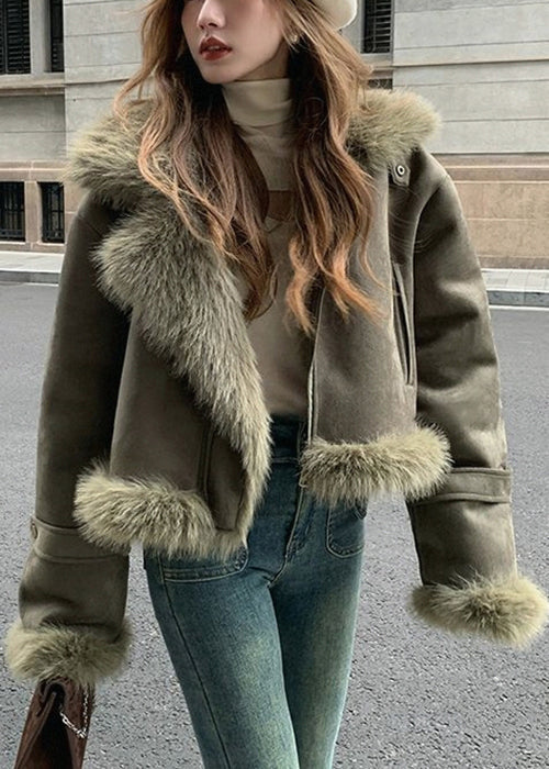 Veste aspect daim à col en fausse fourrure — Amielle Paris