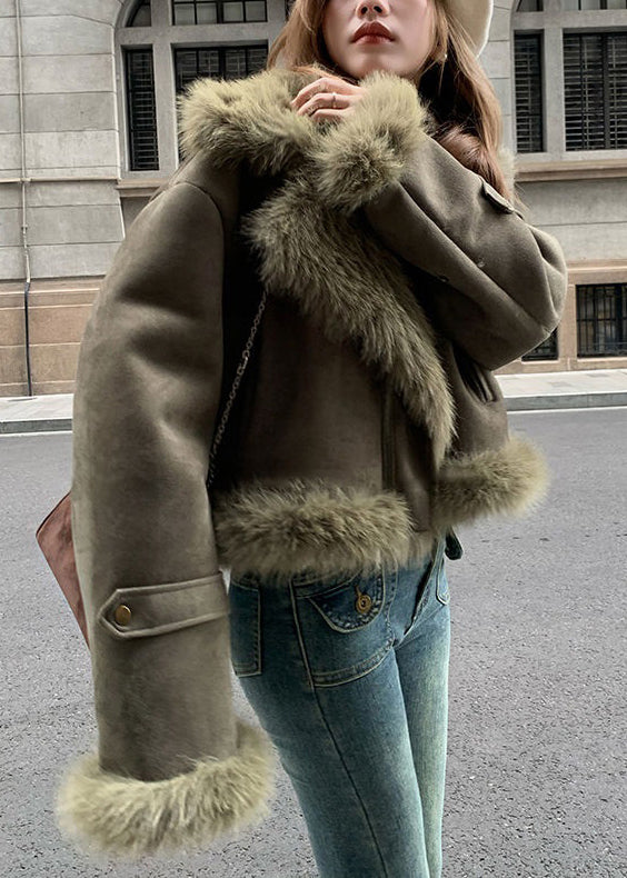 Veste aspect daim à col en fausse fourrure — Amielle Paris
