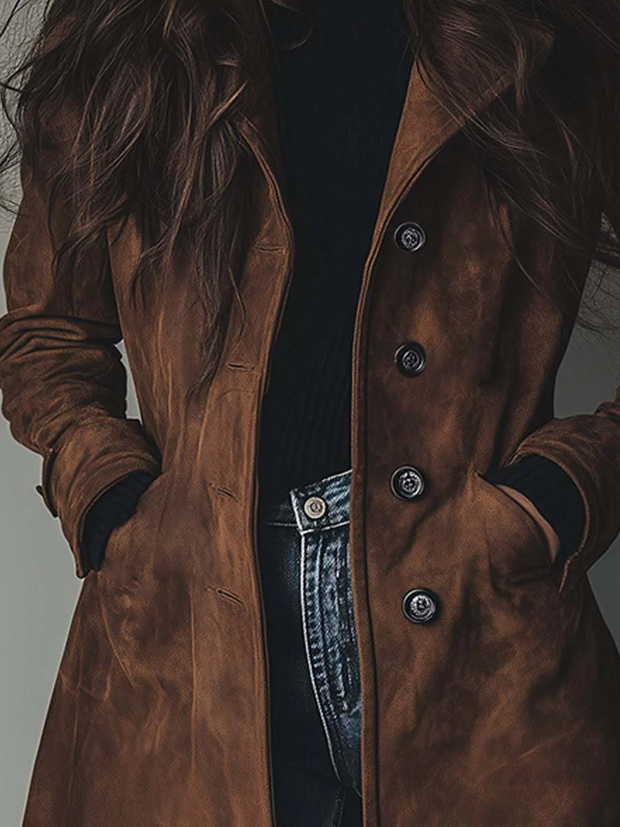 Selena — Manteau boutonné à finition veloutée — Amielle Paris