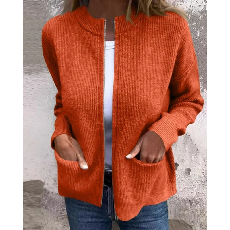 Uma — Cardigan ouvert à col rond et poches — Amielle Paris