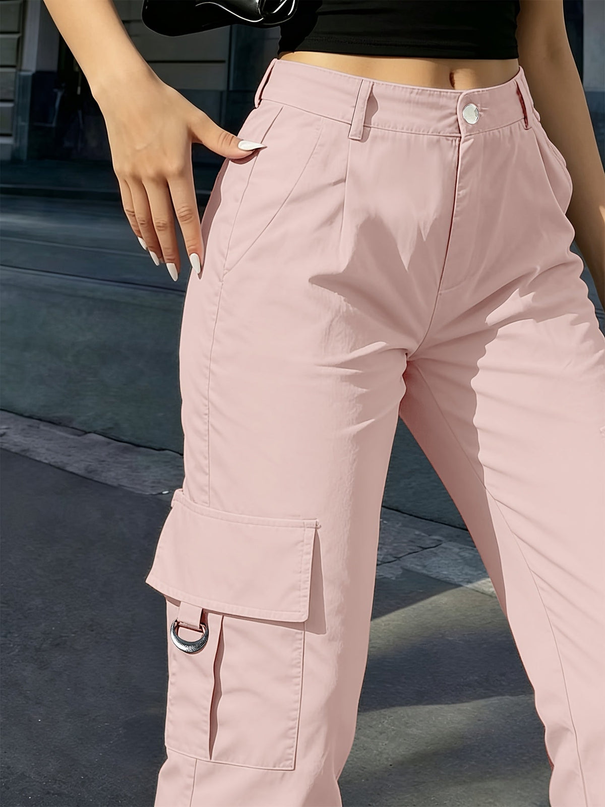 Sabine | Pantalon cargo large à taille haute — Amielle Paris