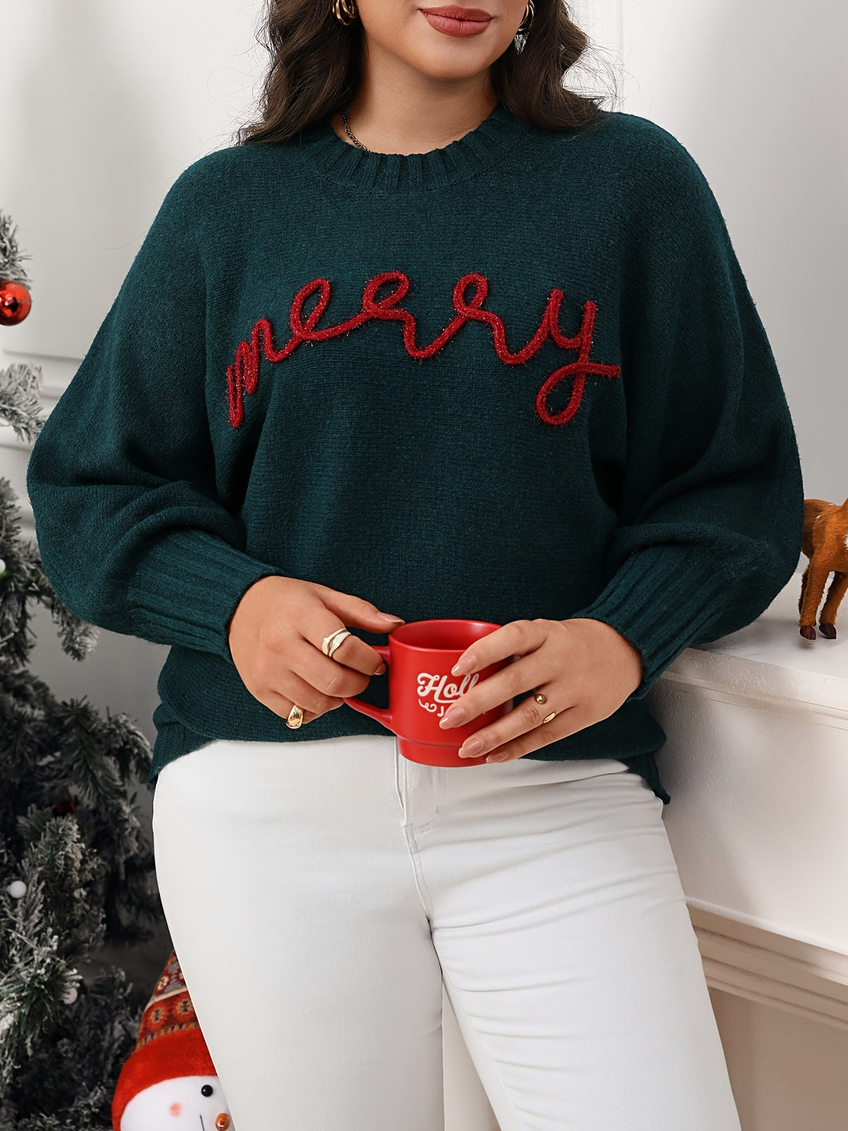 Pull de Noël à inscription Merry et col rond — Amielle Paris