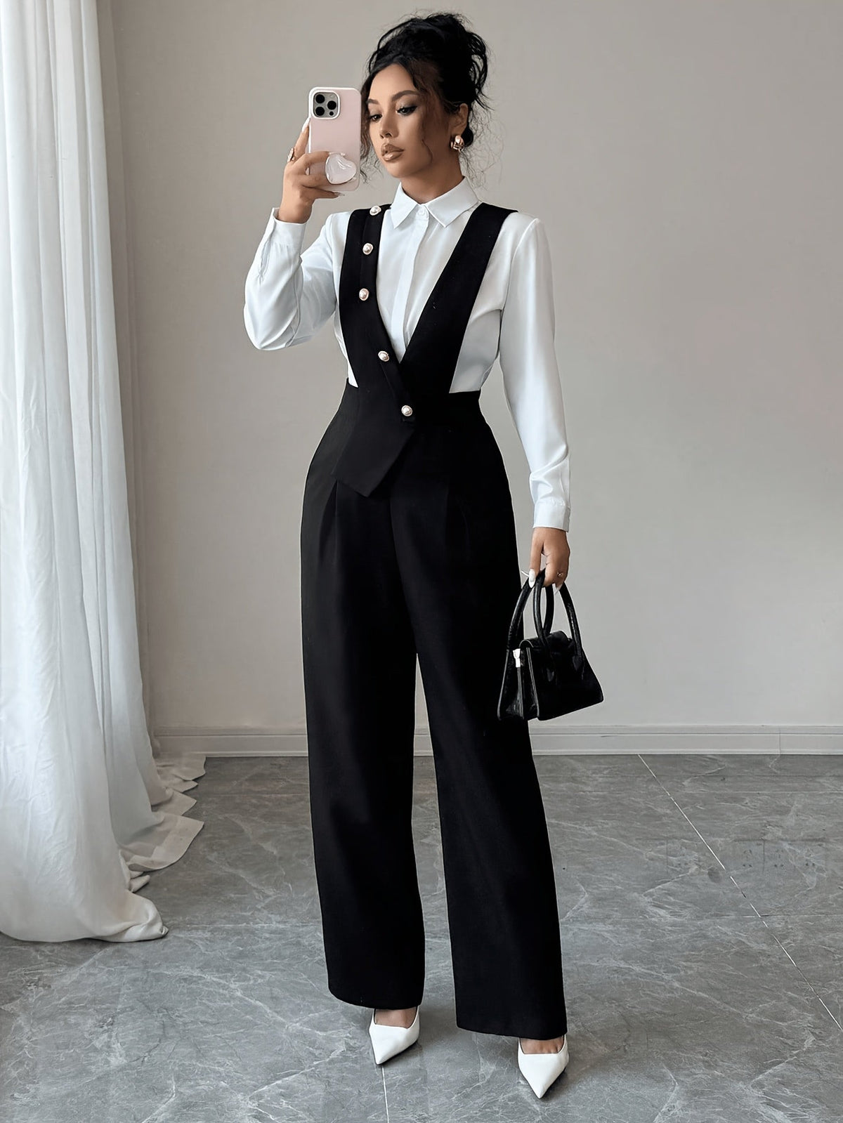 Combinaison à buste tailleur et pantalon large — Amielle Paris