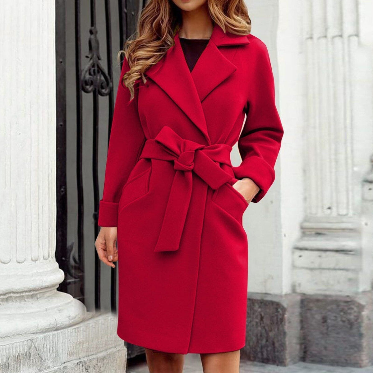 Xenia — Manteau ceinturé à large col — Amielle Paris