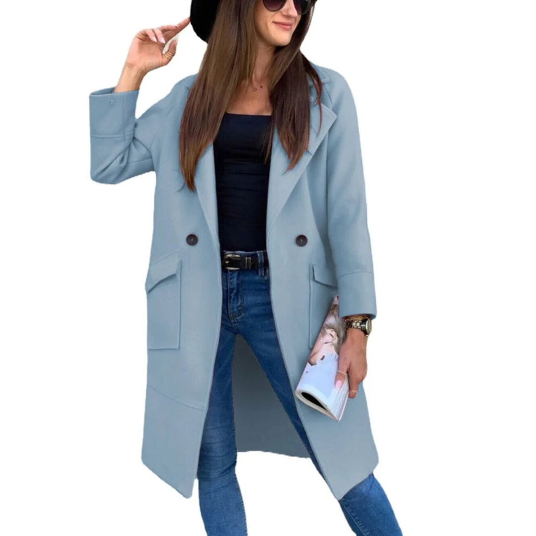 Manteau long boutonné à poches plaquées — Amielle Paris
