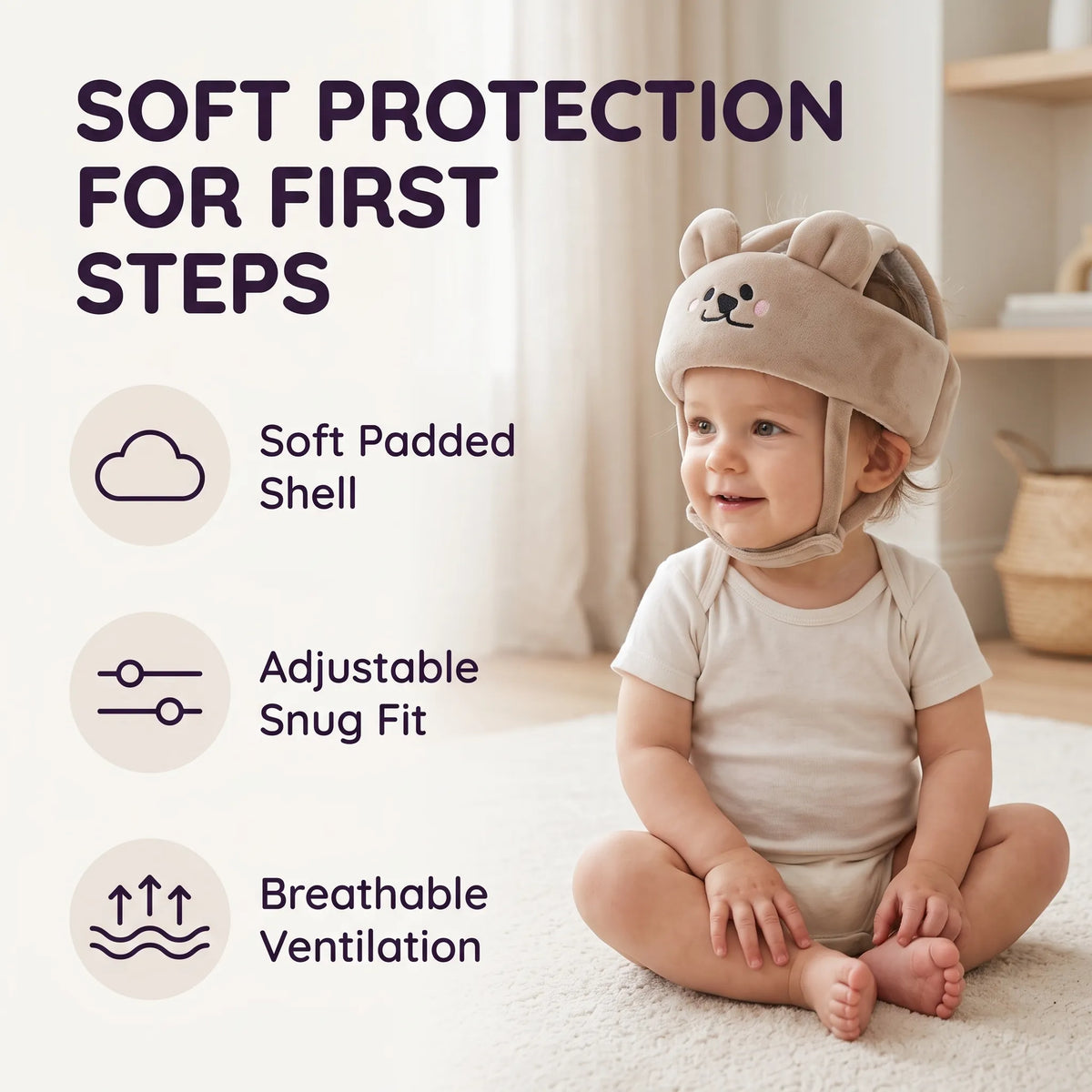 Casque bébé souple rembourré à réglage ajustable — vue 5