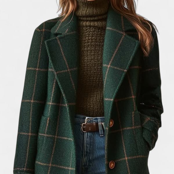 Elena — Manteau à carreaux et col tailleur — Amielle Paris