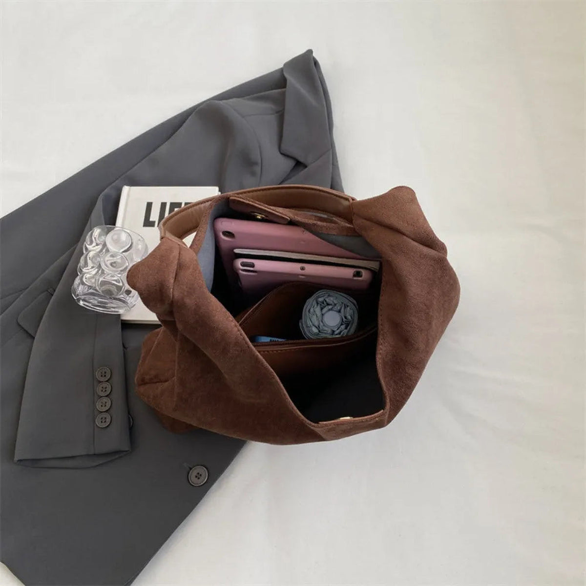Nalia | Sac hobo en suédine vegan