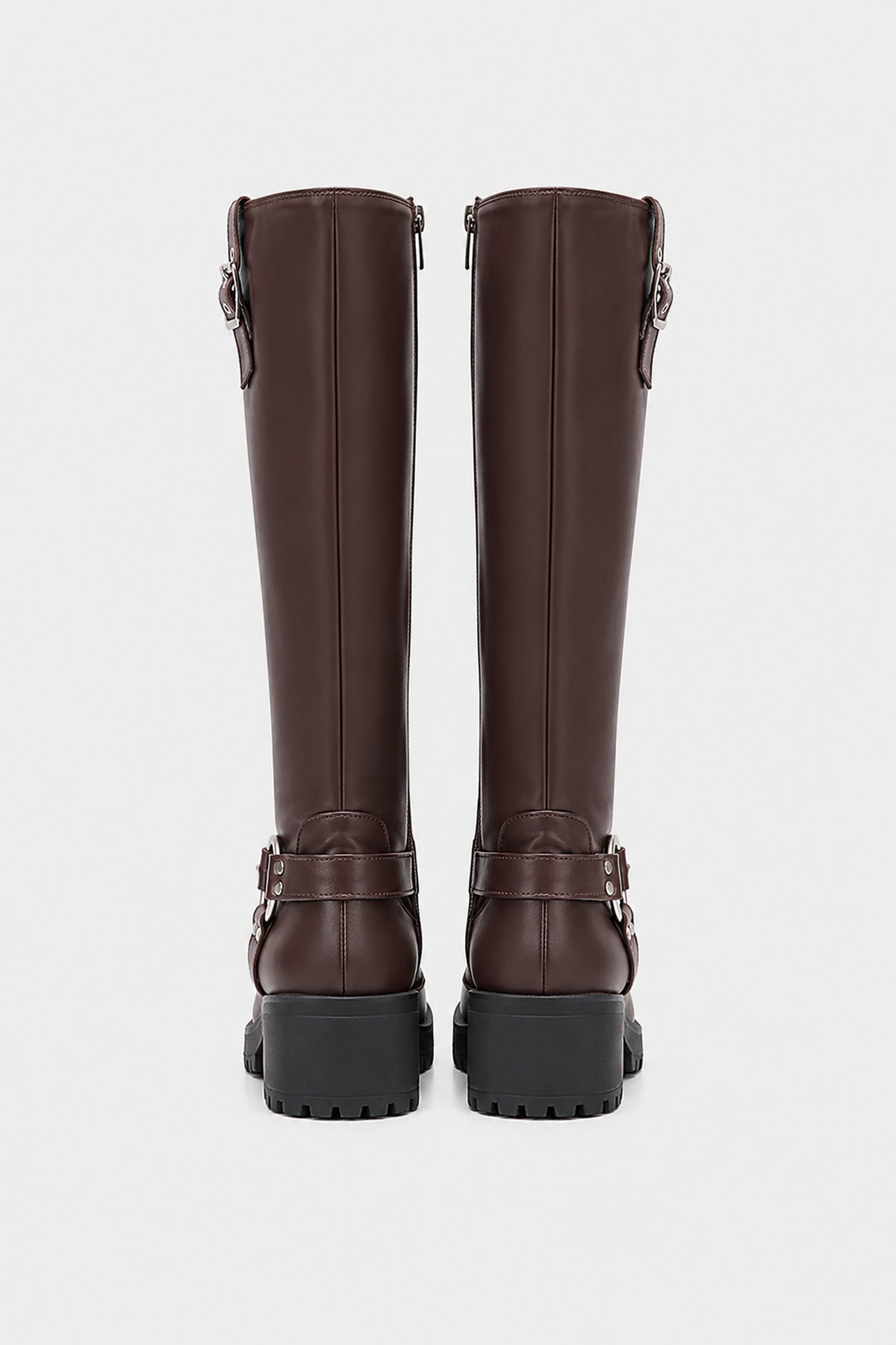 Bottes motardes à boucles et semelle crantée