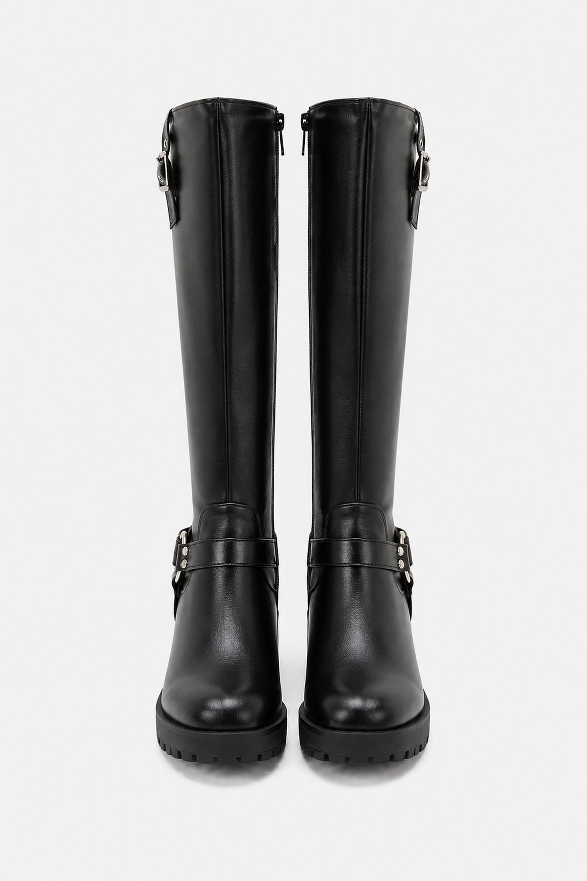 Bottes motardes à boucles et semelle crantée