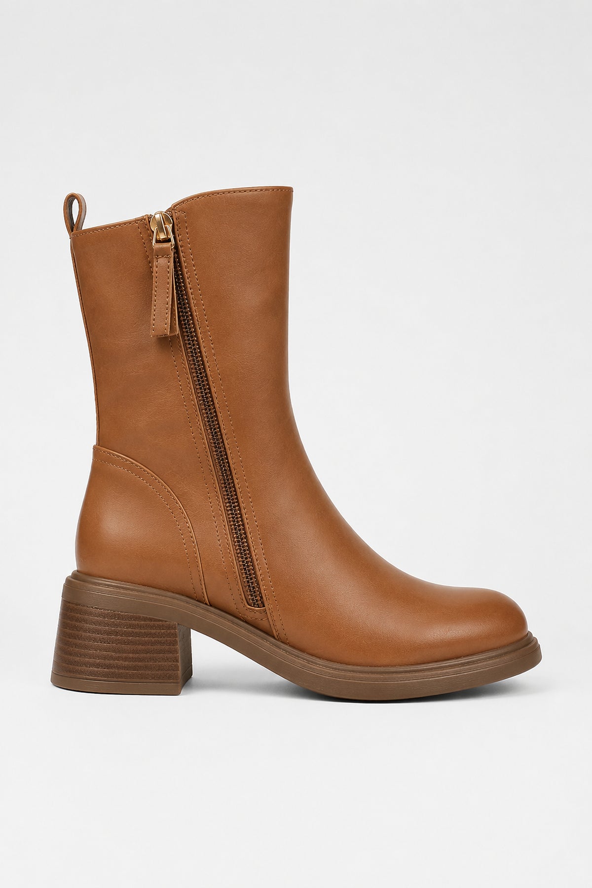 Bottines à talon bloc et zip doré