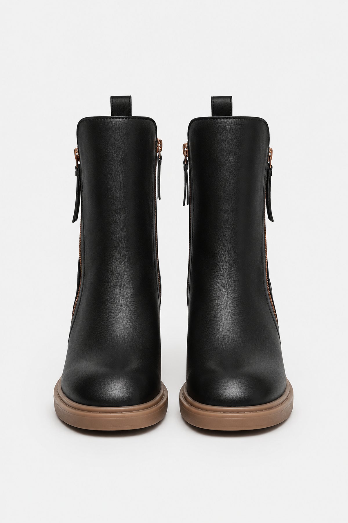 Bottines à talon bloc et zip doré