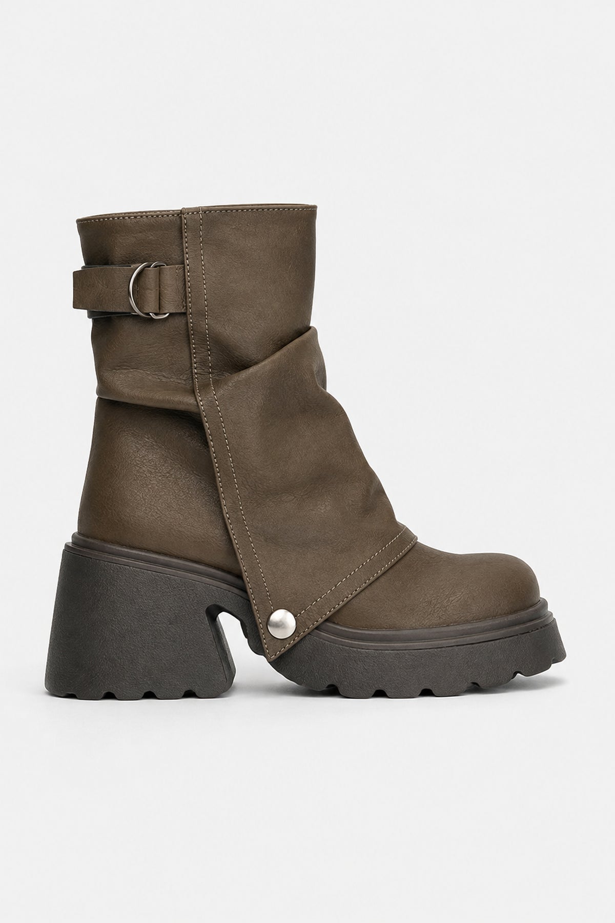Bottines biker à plateforme crantée