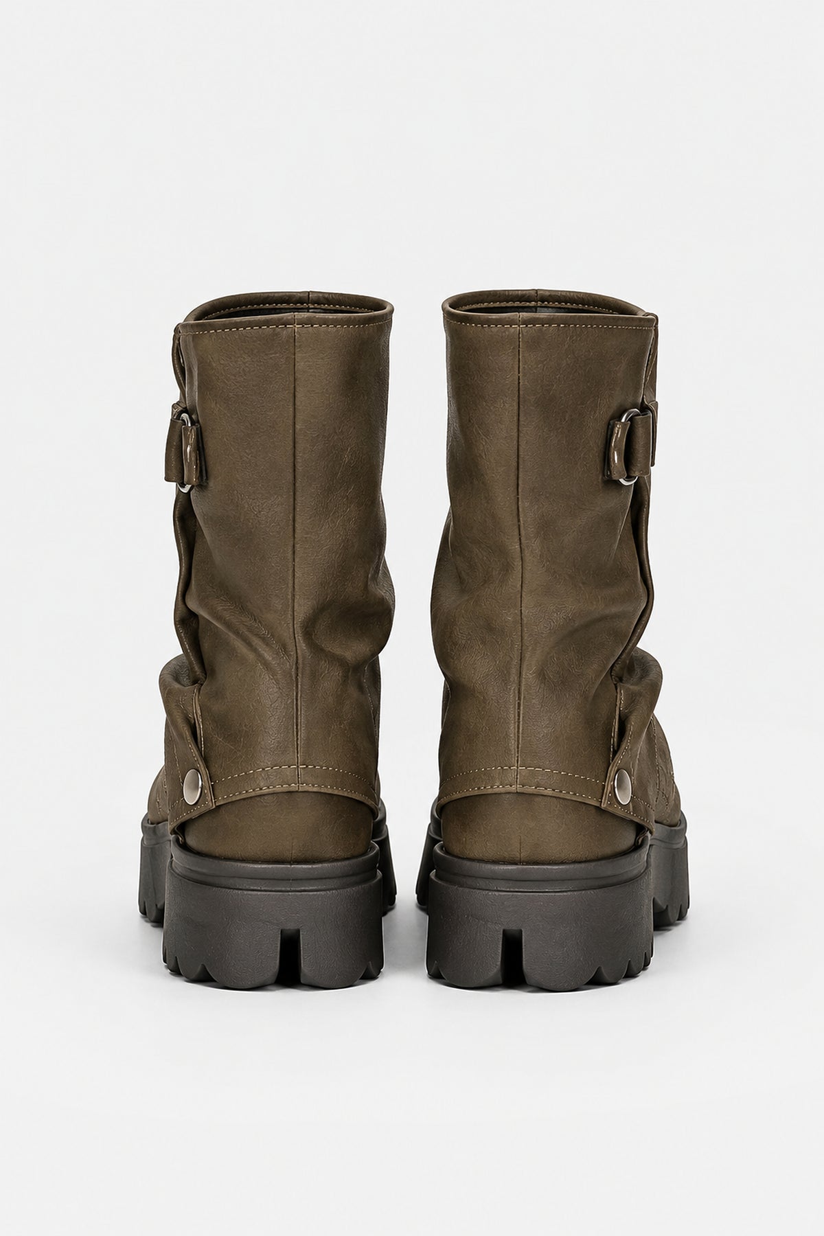 Bottines biker à plateforme crantée