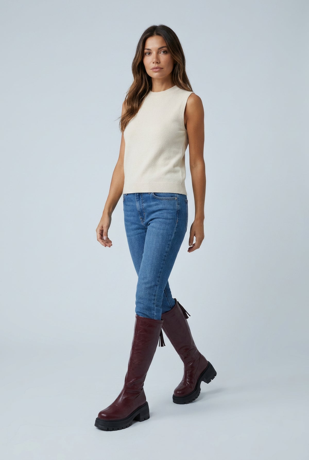 Bottes hautes à plateforme et talon bloc