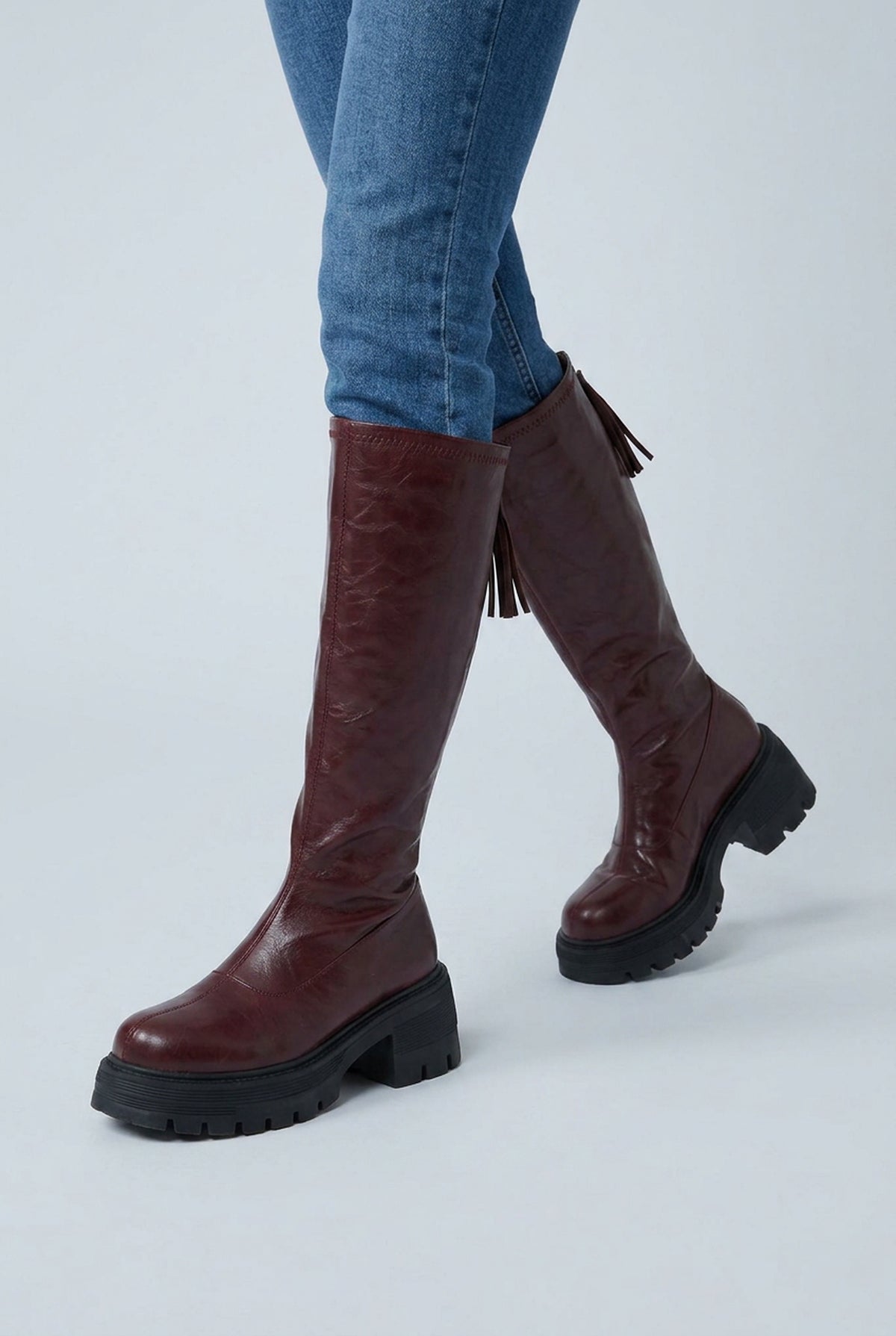 Bottes hautes à plateforme et talon bloc