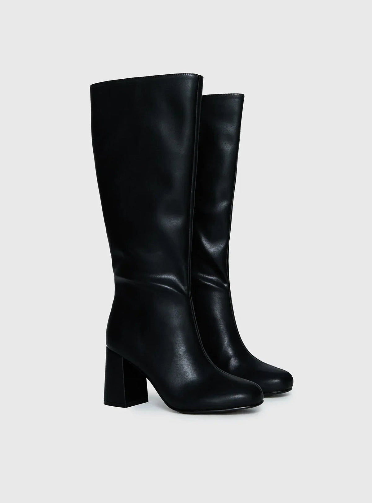 Bottes hautes à talon bloc et bout rond