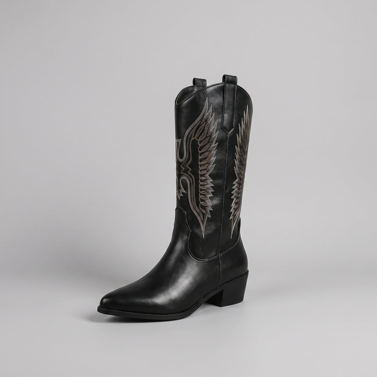 Bottes santiags brodées à talon bloc