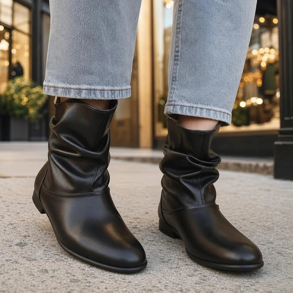 Bottines plates froncées à enfiler