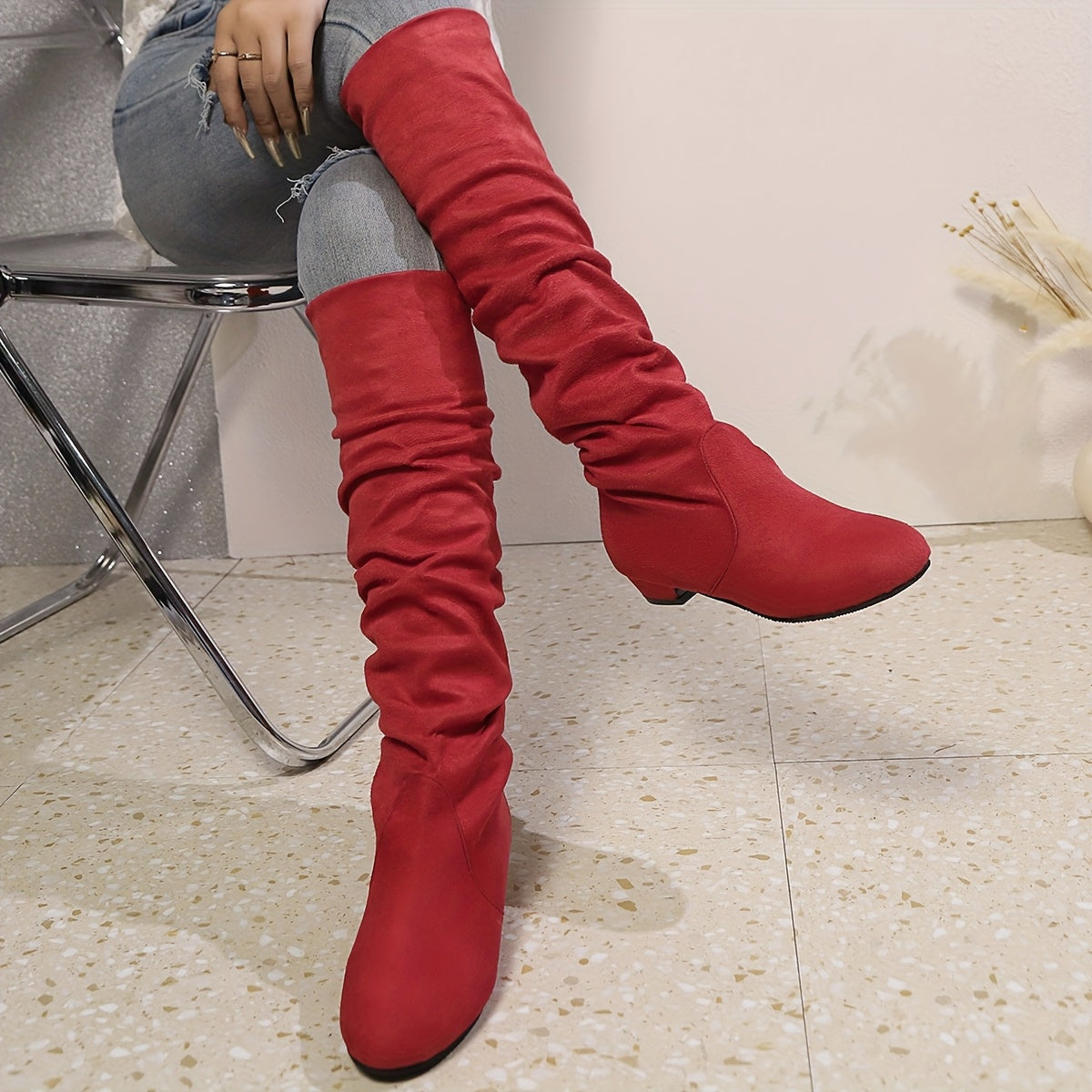 Camille | Bottes plissées à talon bas