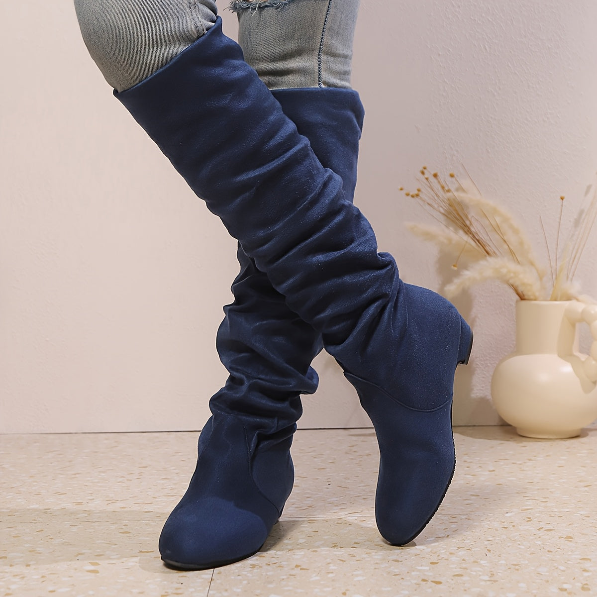 Camille | Bottes plissées à talon bas